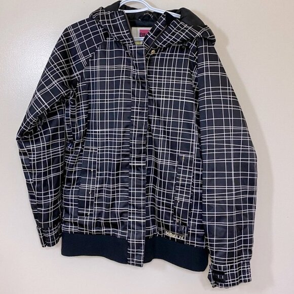 Billabong Altyr Winter Ski Snowboard Coat Black & White Lines S - Picture 1 of 16